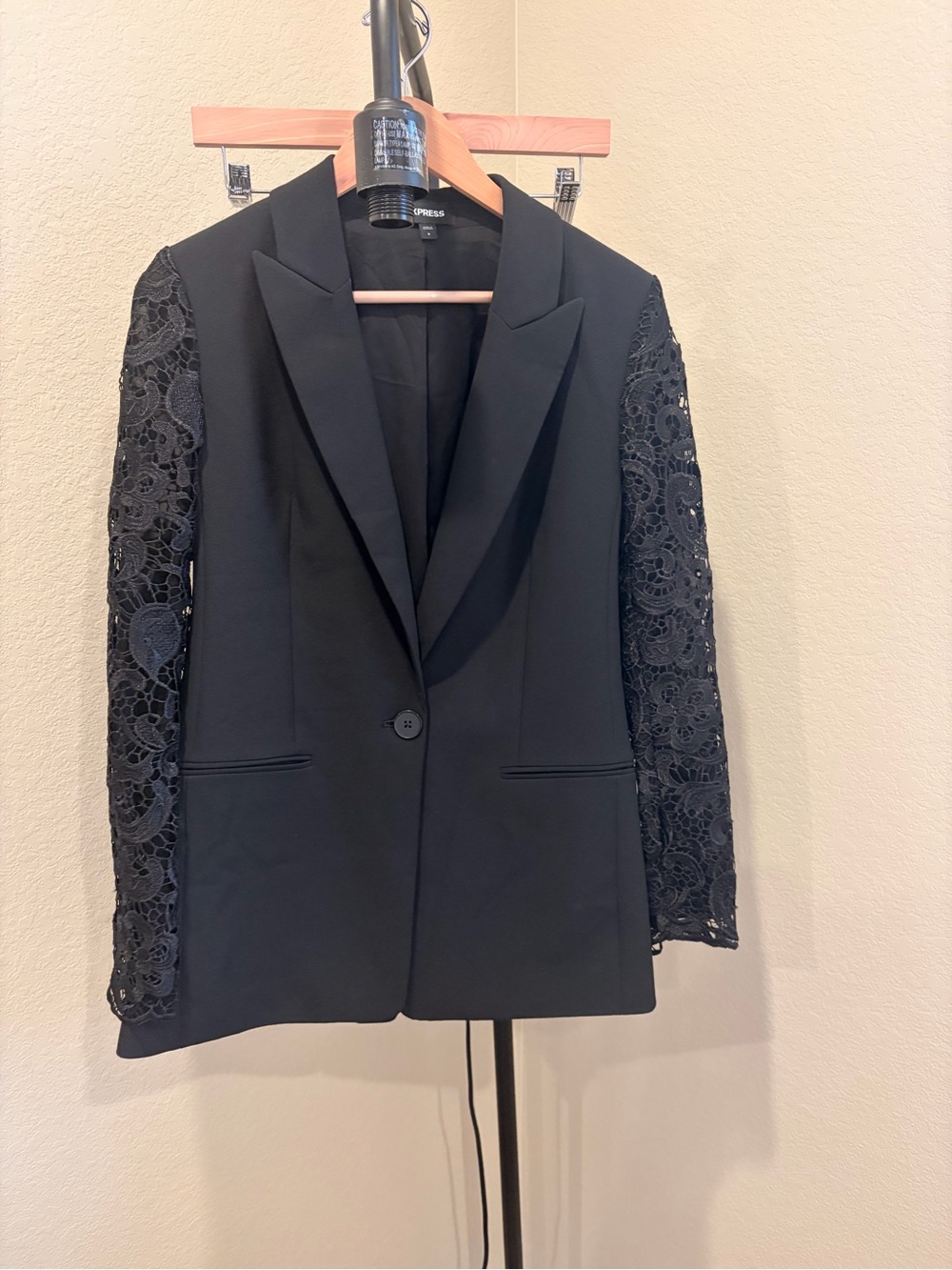 Express Black Blazer with Lace Sleeves